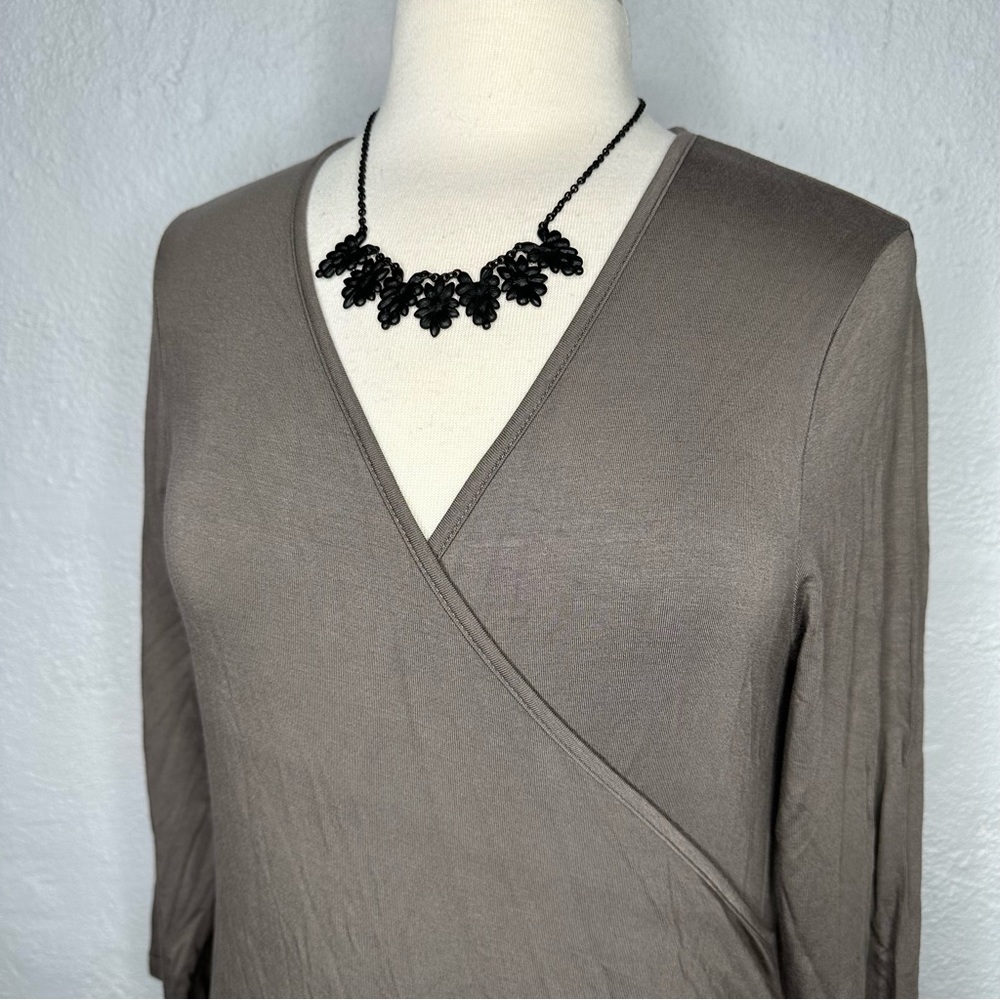 Pure Collection Gray Faux Wrap Top